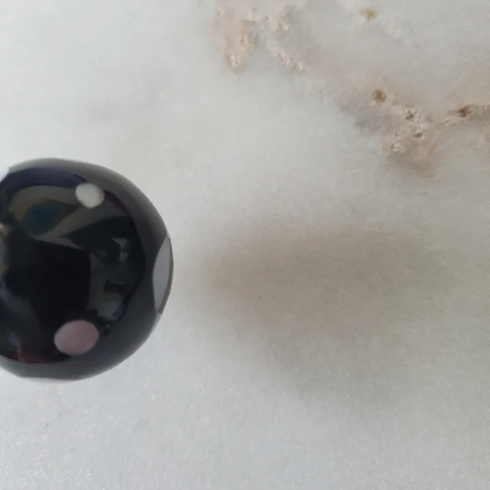 Mother Of Pearl Harmony Chime Ball Black and White Round Pendant